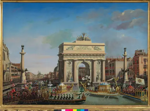 L’Empereur Napoléon 1er préside la régate à Venise, 2 décembre 1807 BORSATO Giuseppe (Venise 1771 – Venise 1849)